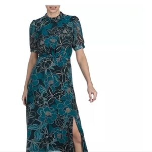 NEW CONDITION Julia Jordan Teal and Black Floral Midi Dress